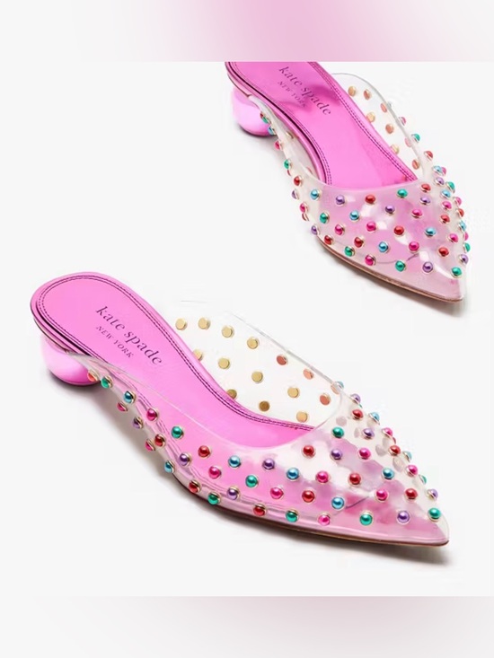 kate spade Shoes - kate spade Pink Clear Mule with Multicolored Studs